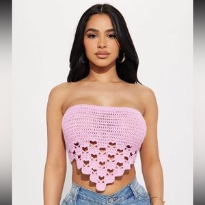 New Fashion Nova Love it all crochet top in pink